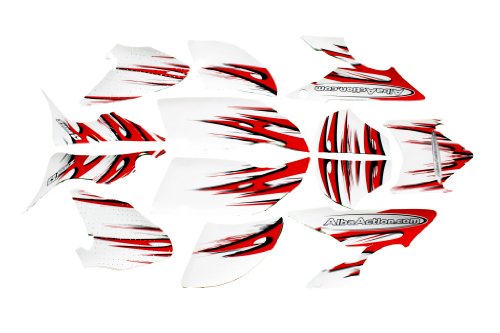 2004 - 2011 Honda TRX 450R Custom Flame ATV Decal Graphics Kit with Seat Cover [White / Red]