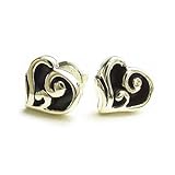 シルバー925*SILVER925アラベスクハートブラック燻しシルバーピアスペア