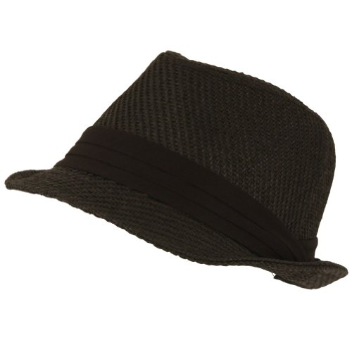 Summer Braid Light Fedora Trilby Hat Black 2XL Size 7-3/4