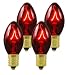 Pack of 25Transparent Red C7 Replacement Christmas Light Bulbs