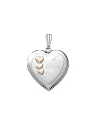 14k White Gold "I Love You" Heart Locket 3/4 inch x 3/4 inch