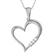 10KT White Gold Round Diamond Three Stone Heart Pendant (0.10 cttw)