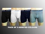 3 Pair Mens NY Sports Rib Boxer Shorts, Assorted Colours, Various Sizes [Menswear Clothing]