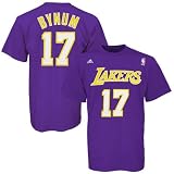 Los Angeles Lakers Adidas Andrew Bynum Purple Player T-ShirtSmall