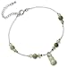 Hand Carved Jade Gourd (Hu Lu) Bead and Crystal Anklet 8.5" with 2" Chain Extender