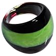 Handmade Striped Green Bold Glass Ring