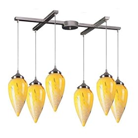 Lacrima - 6 Light Kitchen Island Pendant Track Lighting Fixture - Brushed Nickel - Yellow... by Elk