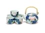 6-pc Japanese Tea Set - Cobalt Blue with Light Yellow and Blue Flowers