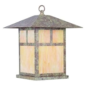 Livex 2144-16, Montclair 1 Light Outdoor Pier Top Lighting Fixture, Green Brass, Tiffany, B5688