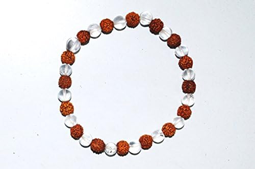 TheMindandBodyStore Themindandbodystore 5 Mukhi Rudraksha And Sphatik Elastic Bracelet