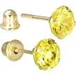 Solid 14kt Yellow Gold .47 Carat Cubic Zirconia November Birthstone Earrings