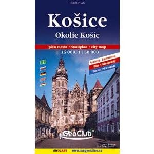 Kosice (Slovakia) 1:15000 Street Map and Surroundings 1:50000 Hiking Map