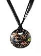 Necklace - N115 - Murano Glass Style - Round Shape ~ Black and Copper with Millefiore Flowers hung on 5 Strand Organza and Cotton Cord + 2" Extension Chain