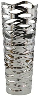 Tannex Ceramic Silver Wave Vase, 10.5-Inch