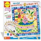 Alex Flowers Deluxe Painting and Wooden Easel Set - 16 X 16 Canvas and Acrylic Paints