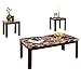 Acme Furniture Finely 3-Piece Wood & Faux Marble Table Set in Cherry/Light Brown