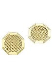 14k Gold Cufflinks - Solid 14k Gold Octagon Center Mesh Cufflinks