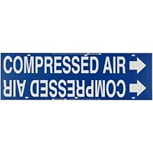 Brady 4034-H BradySnap-On 10" - 15" Outside Pipe Diameter B-915 Printed Plastic Sheet White On Blue Color Pipe Marker Legend "Compressed Air"