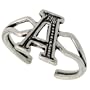 Sterling Silver Initial A Adjustable (Size 2.5 to 5) Toe Ring / Kid's Ring, 3/8 in. )9mm) wide