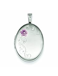 Genuine .925 Sterling Silver With Enamel Flowers 19mm Oval Locket 2.7 Grams. 100% Satisfaction Guaranteed.