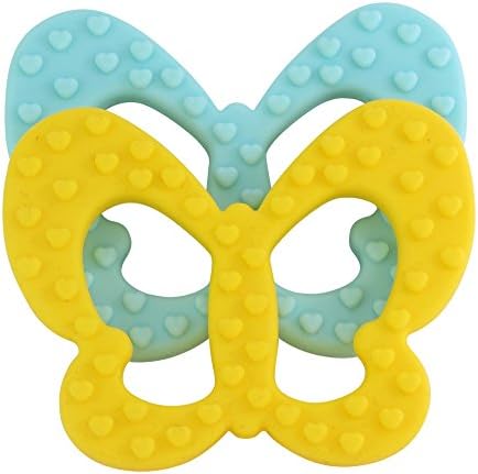 Butterfly Teething Toys BPA Free FDA Approved Mint Green &amp; Yellow (Set of 2) A Safe Unique Baby Gift