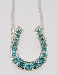 Large Rhinestone Horseshoe Necklace, Turquoise
