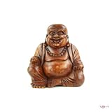 massiver Holzbuddha Happy Buddha 20 cm handgefertigt Figur Dekoration Feng shui Figuren