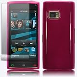 NOKIA X6 GEL CASE - HOT PINK, WITH SCREEN PROTECTOR PART OF THE QUBITS ACCESSORIES RANGE