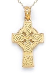 14kt Yellow Gold Medium Celtic Cross Pendant - Chain Included