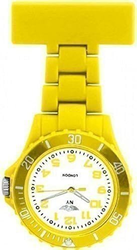 PRINCE NY LONDON YELLOW SILICONE RUBBER PLASTIC NURSE FOB WATCH NURSE BROOCH IN YELLOW COLOUR