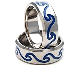 New Designer Titanium Ring, Custom Carved Wave Jewelry, Wedding Bands 100% Satisfaction