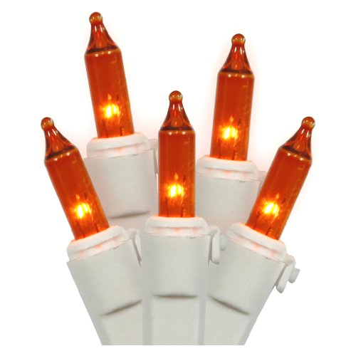 LiteSource 32301 - 20 Light White Wire Amber Miniature Christmas Light String Set with 3