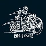 Youth T-Shirt : Ride Forever - Skull Skeleton Biker Motorcycle