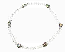 Anklet - A13 - Stretch - Swarovski (tm) Crystal and Fire Polished Glass Beads ~ Clear
