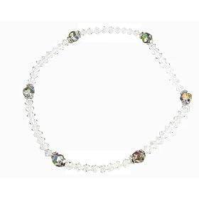 Anklet - A13 - Stretch - Swarovski (tm) Crystal and Fire Polished Glass Beads ~ Clear