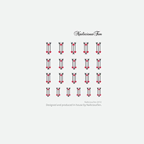 NAILICIOUS TEN Love & Arrow Design Nail Art Wraps Water Transfers 21pcs Decals ST8122