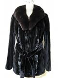 Sculptured Sheared Mink Belted Long Jacket w/Fox Shawl Collar