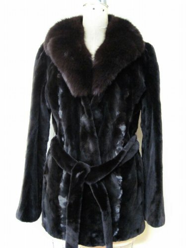 Sculptured Sheared Mink Belted Shawl Collar