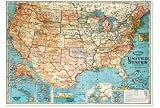USA Map Vintage Look Poster Print 20"x 28"
