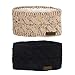 Women Winter Warm Headband Fuzzy Fleece Lined Thick Cable Knit Head Wrap Ear Warmer Black & Confetti Pink