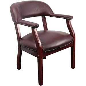 Luxurious Conference Chair Upholstery / Casters: Burgundy Leather / Without Casters