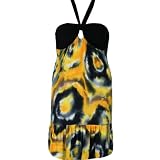 Yellow Black Halter Jr Plus Size Dress