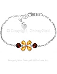 14k White Gold Floral Bracelet with Citrines and Garnets