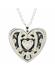Stainless Steel Diamond Heart Necklace, 22.75" by Black & Blue Co NY