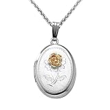 41KgWLbTqbL. SL160  14k Yellow Gold Plated Sterling Silver Heart Locket Rosebud Design