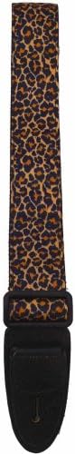 Master Strap Guitar Strap - Leopard Skin, Brown - Black Leather Ends with Built In Pick Pocket