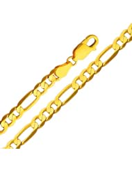 14K Yellow Gold 4.5mm Figaro Chain Bracelet with Lobster Claw Clasp - 7.5" Inches