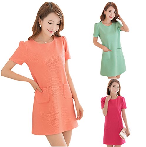 【ARINCO】 シンプル 春 カラー フェミニン ワンピース レディース エレガント ピンク グリーン オレンジ サイズ S M L XL XXL