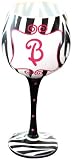 Mud Pie Initial Hand Painted Wine Glass "B"