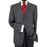 Presidential Suit Signature Collection Mens Suit Italian Super 140s Two Button Jacket Flat Front Pants Business Suit Charcoal Gray